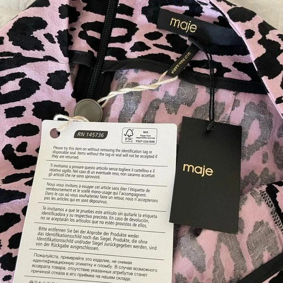 Maje pink leopard jipanta open slit midi skirt - Picture 8 of 15